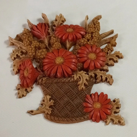 HOMCO MCM FALL FLOWERS SET OF VTG 70'S 3D WALL ART - Picture 8 of 10